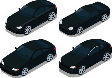 İzometrik modern şehir arabası seti