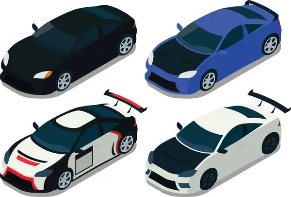 Isometric özel yarış arabası koleksiyonu