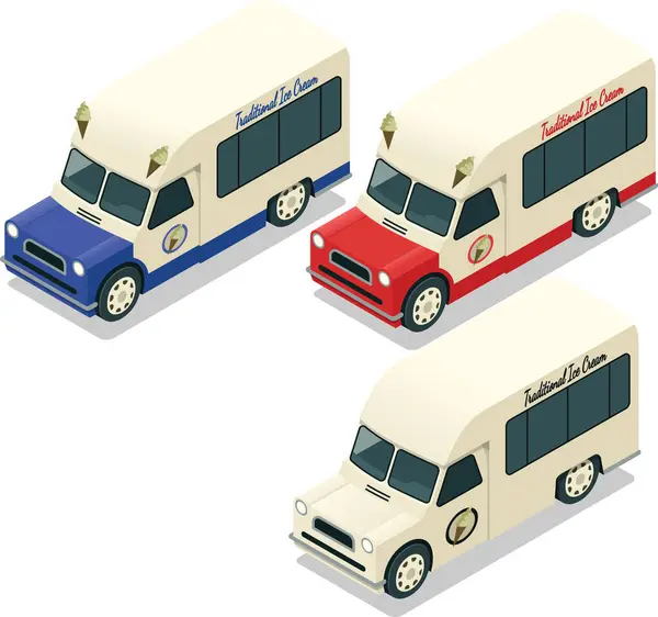 Isometric marka dondurma kamyonu.