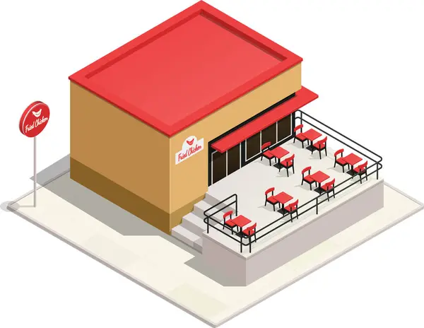 Açık teraslı Isome usulü kızarmış tavuk restoranı.