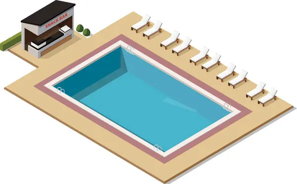 Küçük atıştırmalık barı olan Isome halka açık yüzme havuzu