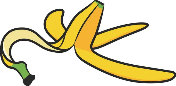 Beyaz arkaplanda izole edilmiş sarı bir muz kabuğu