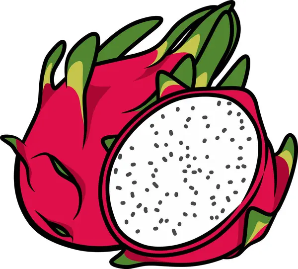 Tam ve soyulmuş beyaz ejderha meyvesi.