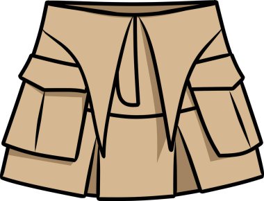 Beyaz arka planda iki cebi olan kısa etek.