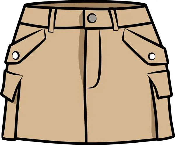 Beyaz arka planda çok sayıda cebi olan kısa etek