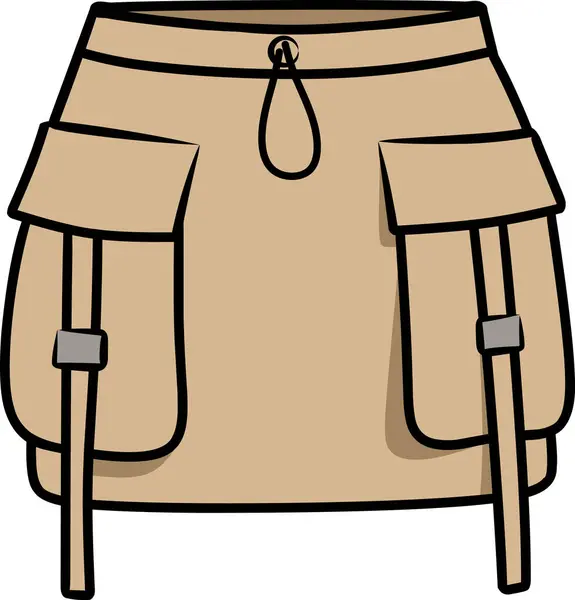 Beyaz arka planda iki cepli kahverengi kısa etek.