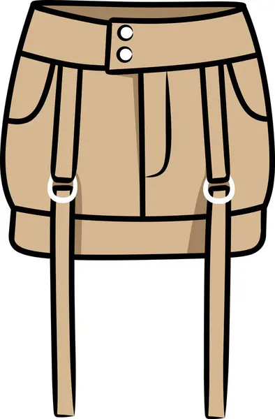 Beyaz arka planda uzun kayışlı kahverengi kısa etek.