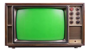 Beyaz arkaplanda klasik televizyon.