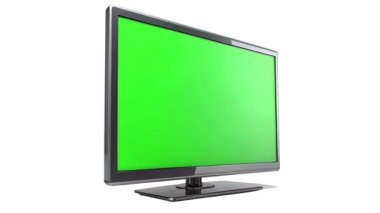 Boş televizyon monitörü beyaz arkaplanda izole edildi