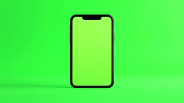 Siyah arkaplanda yeşil ekran akıllı telefon izole edildi.