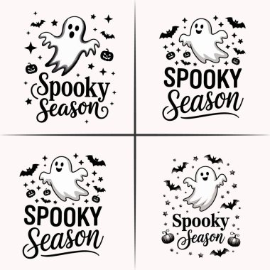 Korkunç sezonu, yarasaların balkabakları ve yıldızlarının yer aldığı bu şirin cadılar bayramı hayalet tişörtü tasarlamasıyla kutlayalım. Cadılar bayramı partileri için mükemmel bir şaka mı şeker mi aşıkları ve şenlik kıyafeti. Sonbahar modası ve mevsimlik dec için eğlenceli bir ürkütücü sezon grafiksel tişört tasarımı