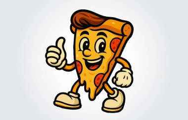 Başparmaklı Mutlu Pizza Dilimleri Maskotu