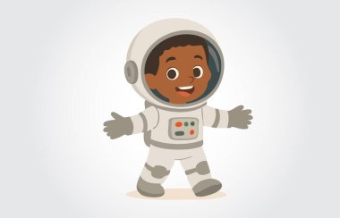 Beyaz takım elbiseli Afro-Amerikan astronot.