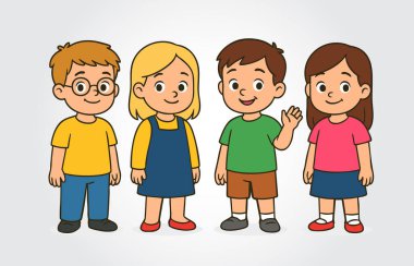 Çocuklar grup tasarımı, vektör illüstrasyonu 10 grafik