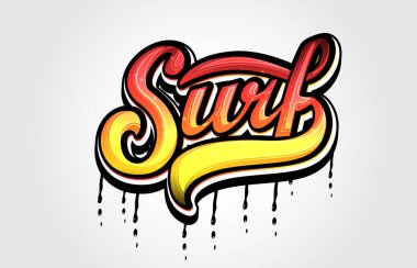 Sörf El Harfleri Tipografisi Graffiti Şablonu