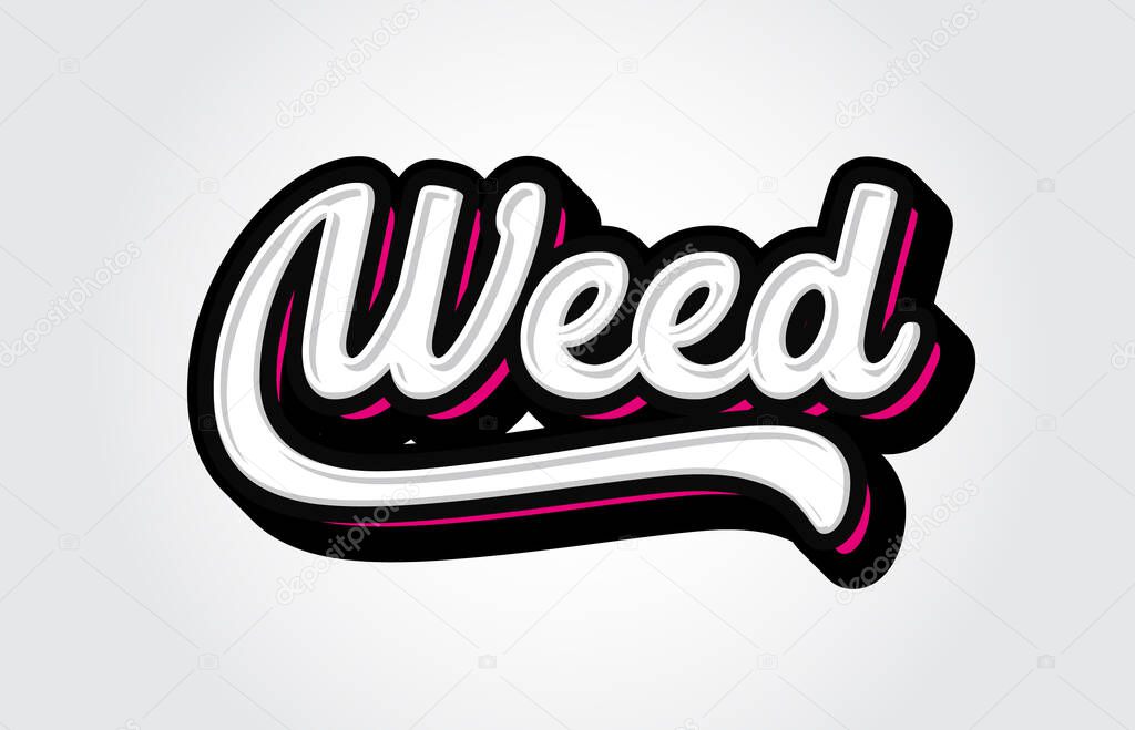 Marijuana Weed Hand Lettering logo template design