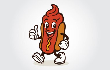 Mutlu ve komik çizgi film Hot Dogs sosisi