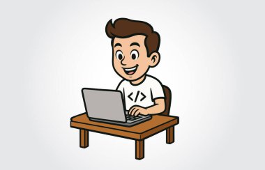 Dizüstü bilgisayarı ve masası olan programcı veya geliştirici