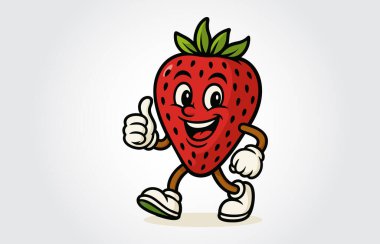 Cool Strawberry Maskot Çizgi Film Şablonu