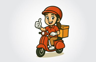 Teslimatçı Kız Maskot Çizgi Film Şablonu