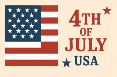 ABD 'nin Bağımsızlık Günü 4 Temmuz Bayrağı veya Poster Vektör Şablonu