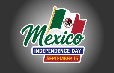 Meksika Bağımsızlık Günü Bayrağı veya Poster Vektör Şablonu