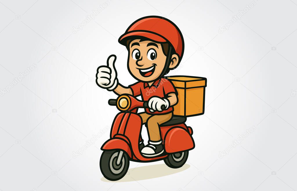 Delivery Boy Mascot Cartoon Character Template
