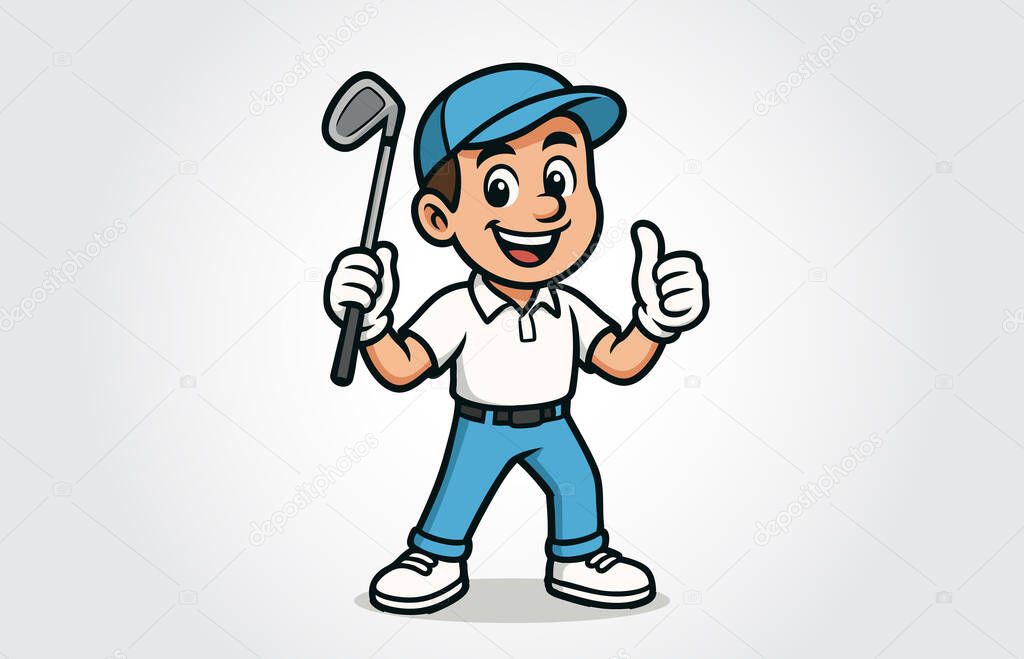 Golf Player Mascot Cartoon character Template