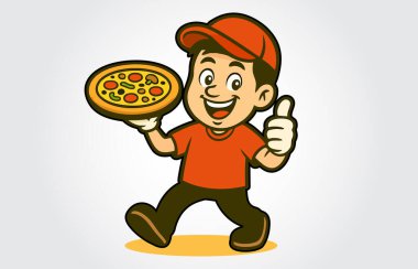 Pizzalı mutlu pizzacı..