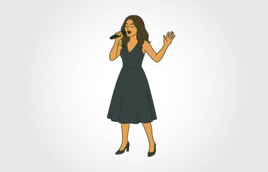 Mikrofondaki şarkıcı kadın.