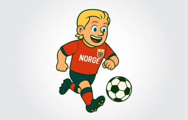 Futbolcunun çizgi film karakteri. vektör illüstrasyonu.