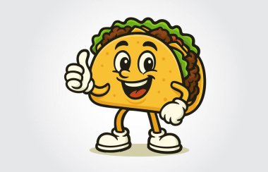 Meksika maskotu tasarımı. Taco, karakter vektörü.