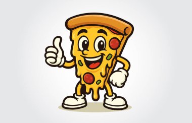 Komik pizza maskotu tasarımı.