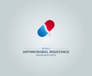 Dünya antimikrobik direniş haftası vektör illüstrasyonuName