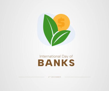 Uluslararası Bankalar Günü Para ve yaprak ikonuyla Sosyal Medya Bayrağı