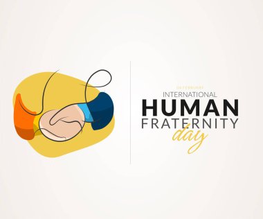 Uluslararası İnsan Kardeşliği Günü ve iki eli titreyen sembol taşıyıcı illüstrasyonu