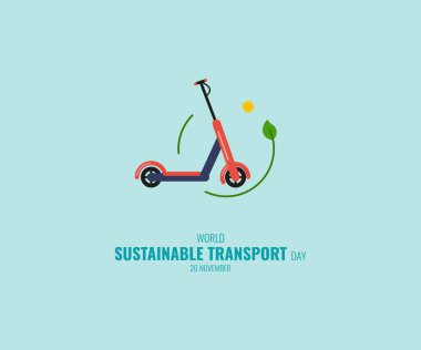 Dünya sürdürülebilir taşıma günü eko-dost scooter vektör çizimi ile 