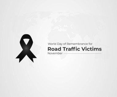 Yol trafiği mağduru illüstrasyon afişi için kara kurdeleli dünya anma günü. 