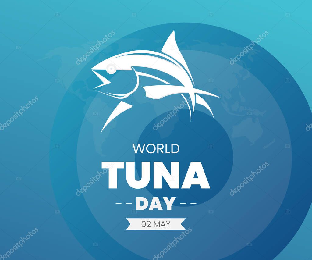 World tuna day vector illustration banner with a tuna fish logo type symbol