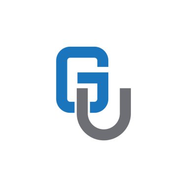 GU Harf monogramı İlk Logo Tasarım Şablonu Vektör İllüstrasyonu. GU zarif ve Profesyonel simge dekoru