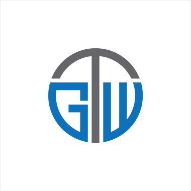 GTW Harf monogramı İlk Logo Tasarım Şablonu Vektör İllüstrasyonu. GTW zarif ve Profesyonel simge dekoru