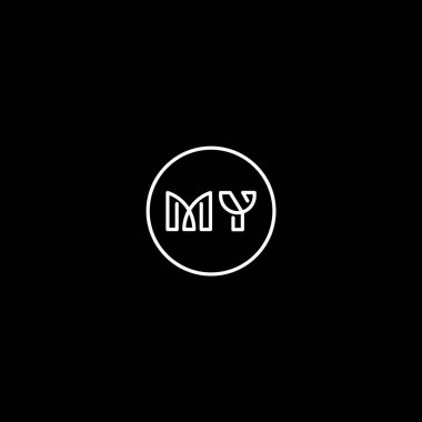 My Letter monogramı Eşsiz modern düz soyut logo tasarımı. Benim zarif ve profesyonel simgem