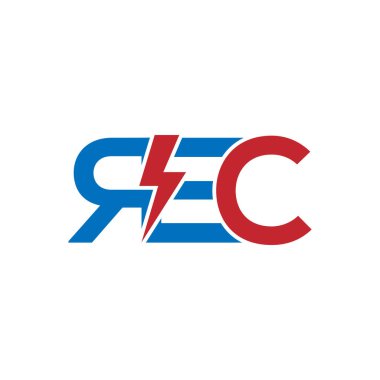 REC Harf monogramı İlk Logo Tasarım Şablonu Vektör İllüstrasyonu. REC zarif ve Profesyonel simge dekoru