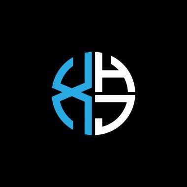 XHJ logosu XHJ simgesi XHJ monogram XHJ harf minimalist daire düz modern logo tasarımı