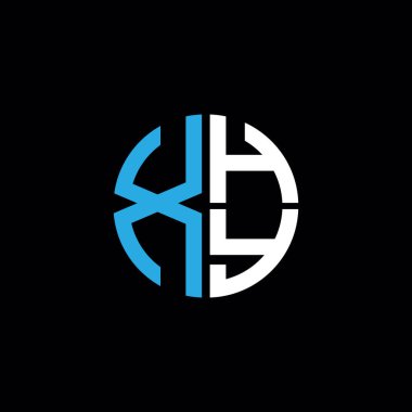 XHY logosu XHY simgesi XHY monogram XHY harf minimalist daire düz modern soyut logo tasarımı