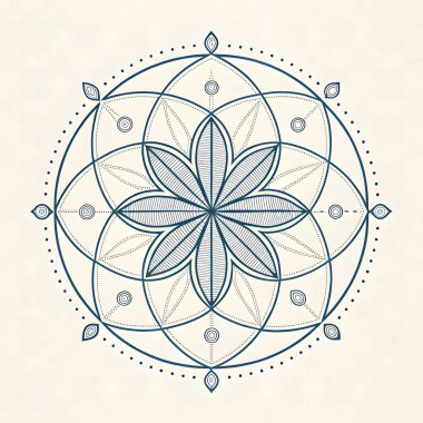 Mandala yuvarlak süsü. Klasik dekoratif elementler, elle çizilmiş vektör