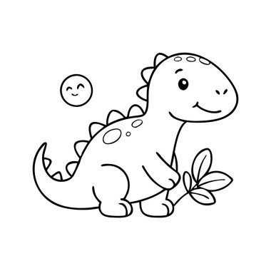 Şirin dinozor çizgi film vektör çizimi