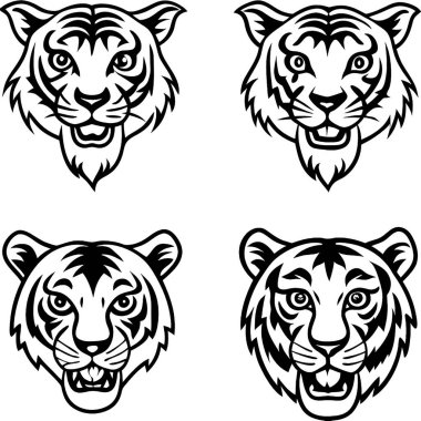 Siyah beyaz kaplan seti.