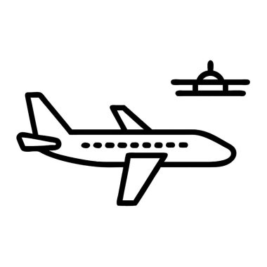 yolcu düzlemi ince çizgi simgesi