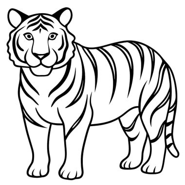 Beyaz arka planda kaplan çizgi filmi.